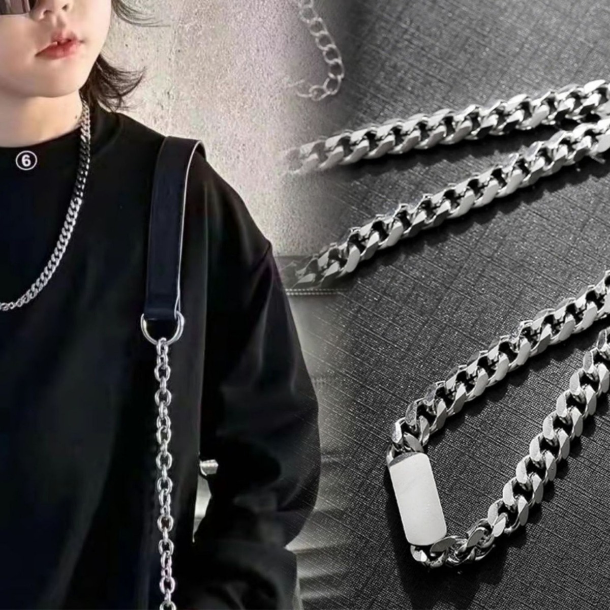 儿童批发爆款钛钢项链个性街头嘻哈男女百搭配饰潮酷高级感古巴链